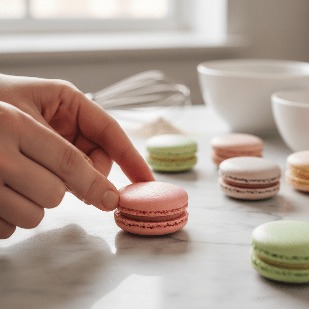 Assorted French macarons in pastel colors